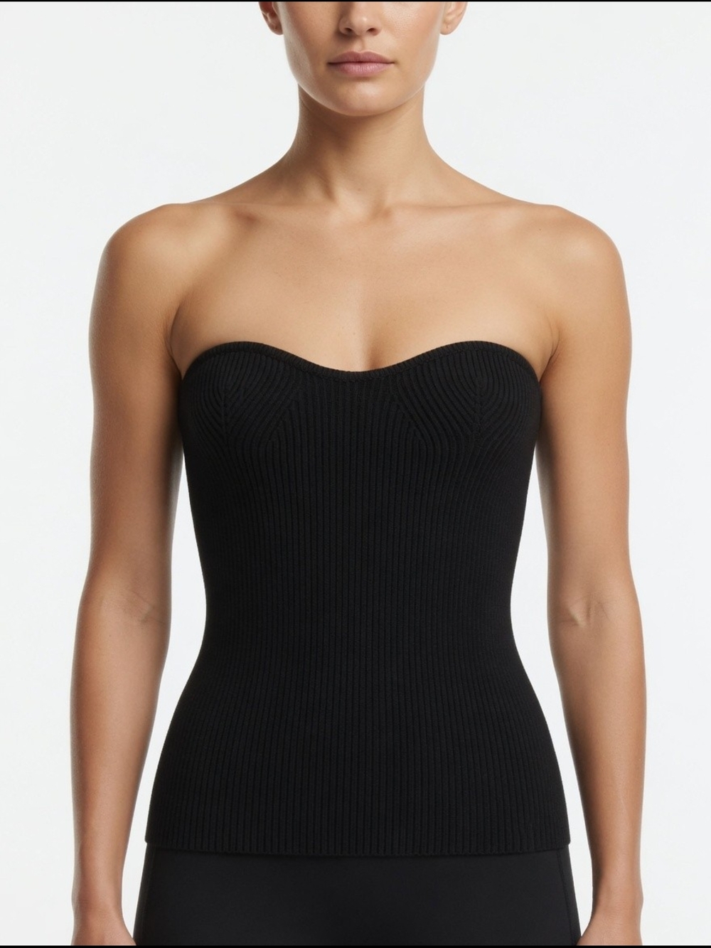 Pixie Market " Cass" Black Strapless Knit Bustier Top. NWOT